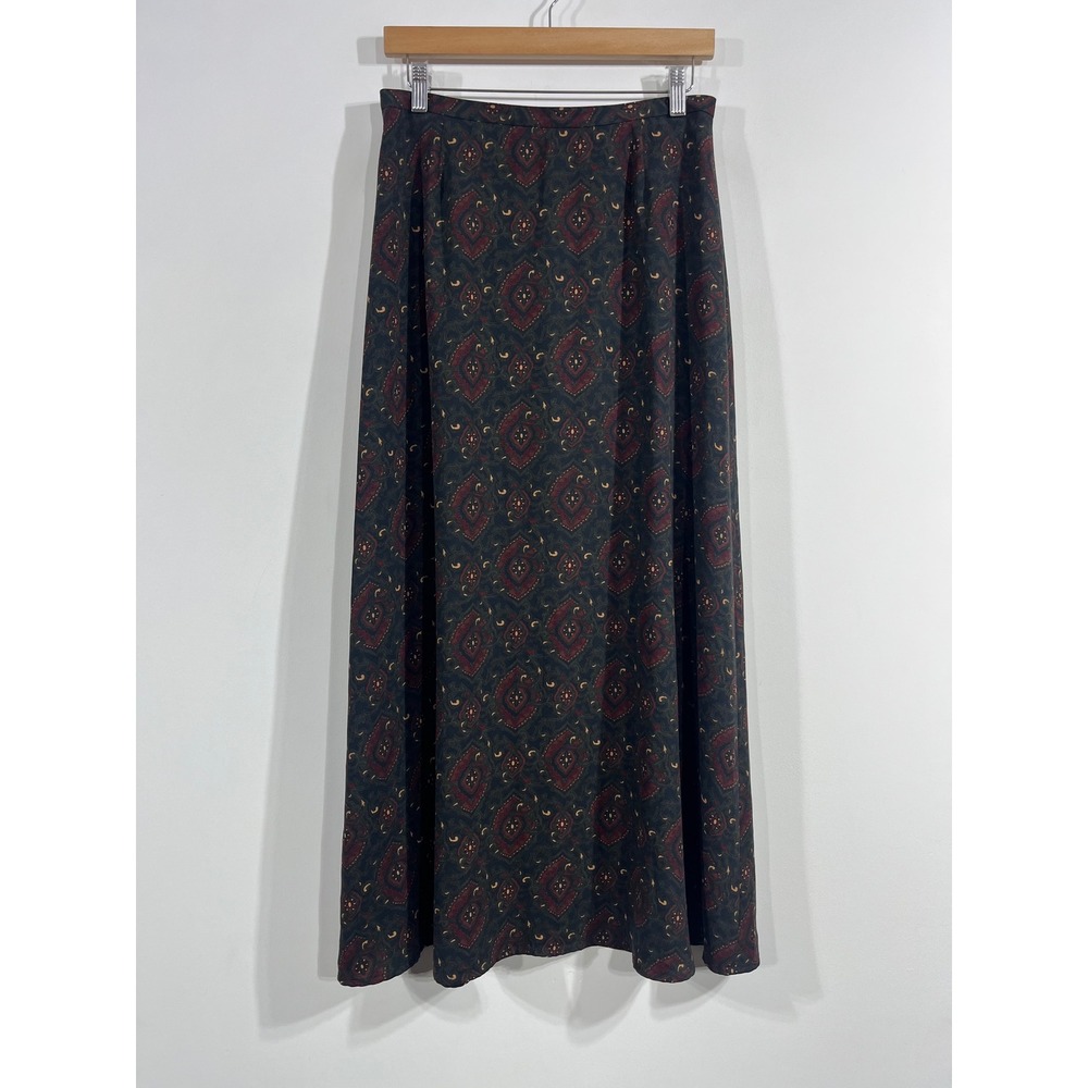Liz Claiborne VTG Heritage Dark Floral Maxi Skirt Size 10 Quiet Luxury Old Money